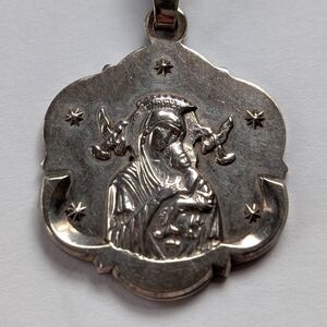 925 Sterling Silver Double Sided Religious Pendant Virgin Mary Jesus Christ